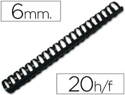 CJ100 canutillos Q-Connect plástico negro 6 mm.